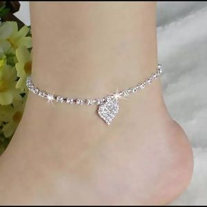 Lady Crystal Love Heart Anklet Ankle Bracelet